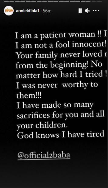 annie idibia calls out her husband 2Face Idibia on Instagram