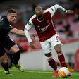 Arsenal forward Alexandre Lacazette (right) missed a glorious chance to score against Slavia Prague
