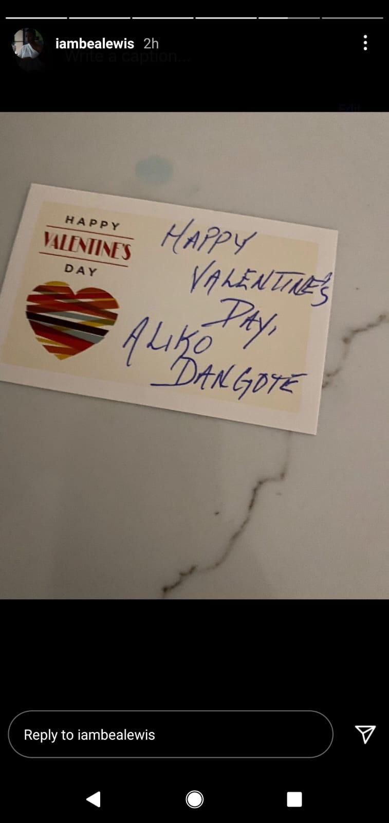 A valentine card for Dangote