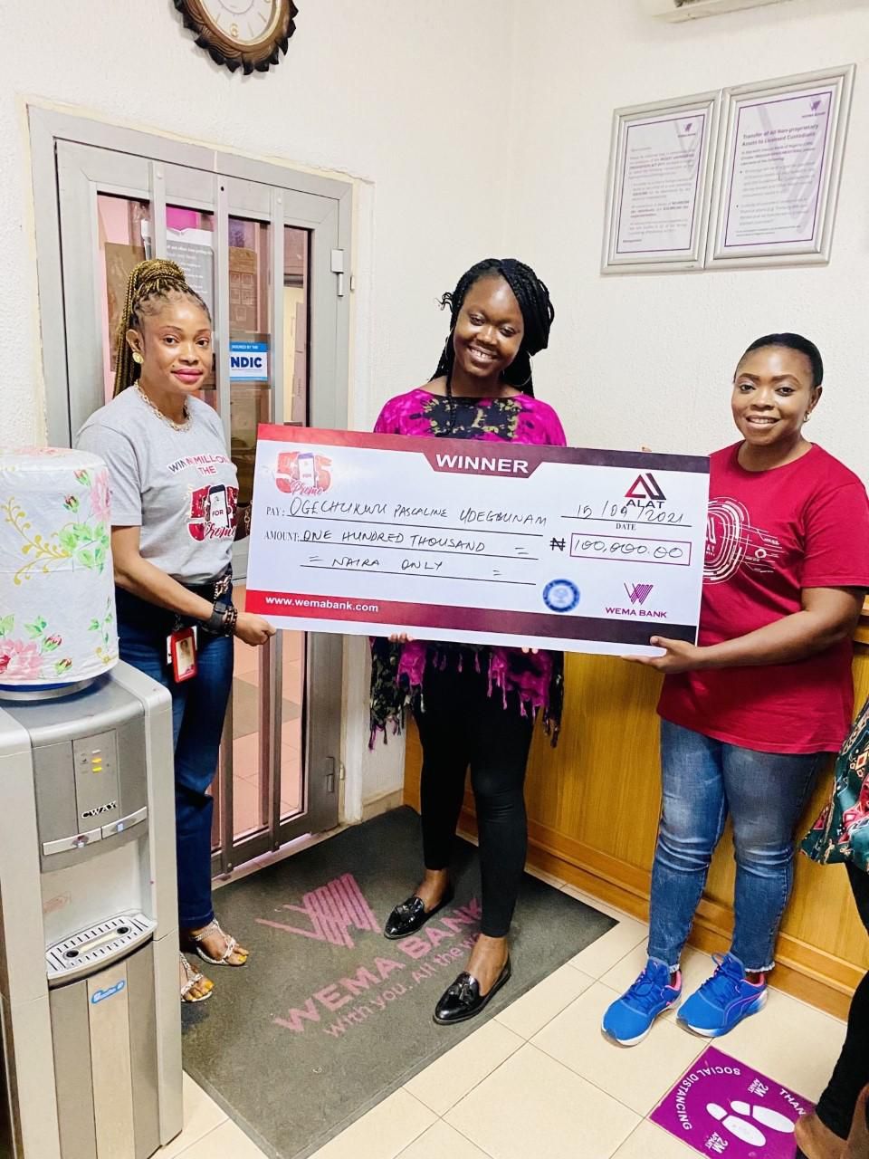 A winner at the Wema Bank 5 for 5 Promo