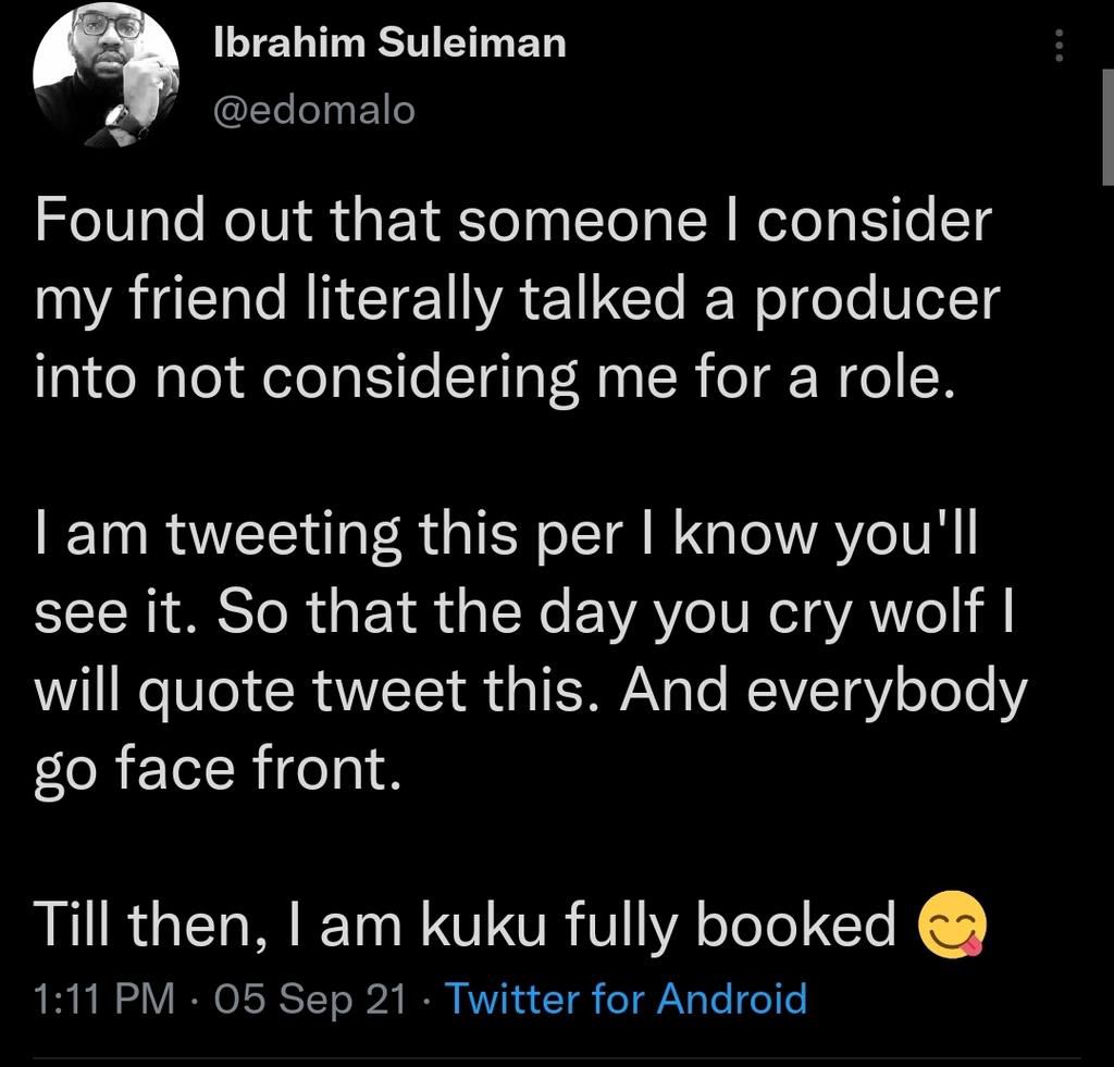 Ibrahim Suleiman tweet [Twitter]