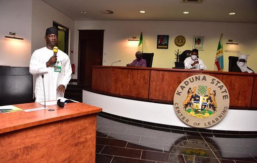 Kaduna Commissioner for Internal Security and Home Affairs, Samuel Aruwan, at State Security Council meeting [KDSG]