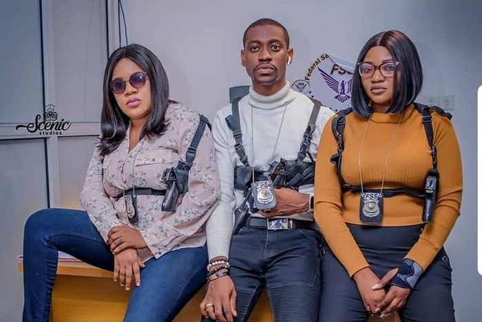 Toyin Abraham, Adedimeji Lateef and Oyin Laz in 'Sin City' movie [Instagram/oyinlaz]