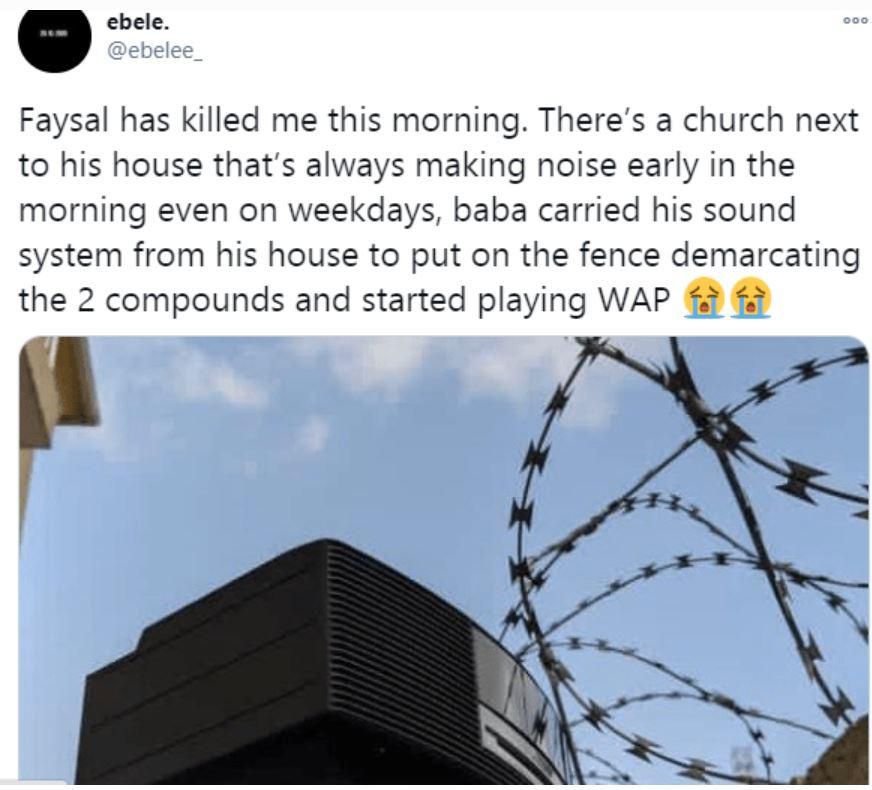Angry man puts sound system on church’s fence wall and directs loud music into the house of God