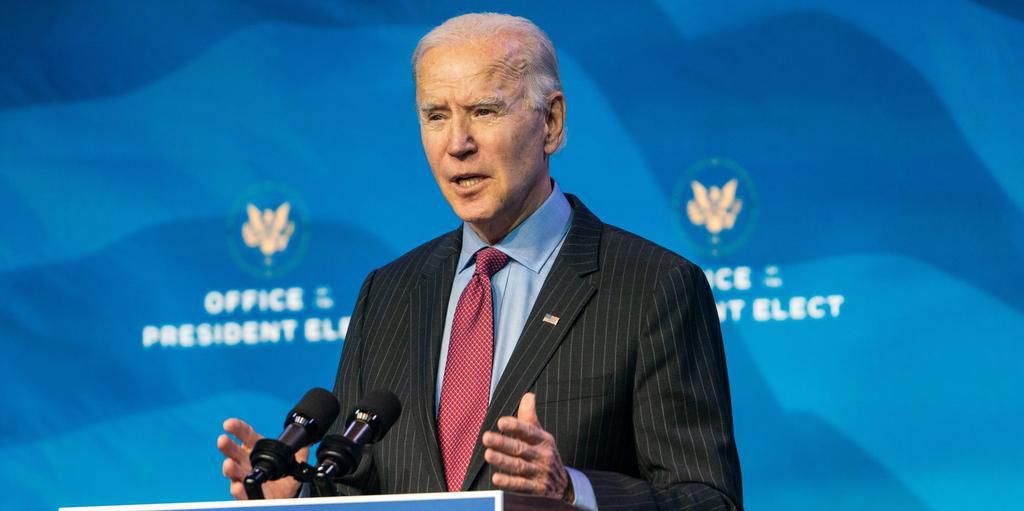 President-elect Joe Biden gives a speech in Delaware in early January.