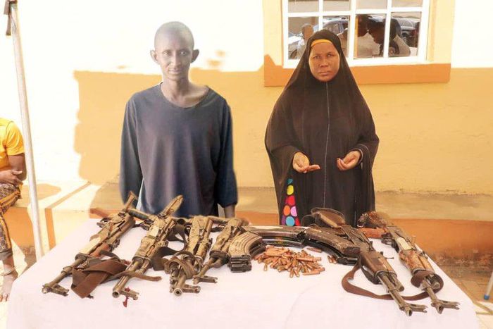 Police picture of paraded suspects on December 1, 2020. Social media users say this image was doctored (Twitter: @PoliceNG)