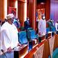 From right: President Muhammadu Buhari, Vice President, Prof Yemi Osinbajo and other members of the Federal Executive Council during their weekly meeting. (Punch)
