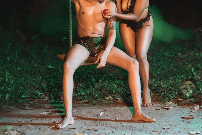 It's art curiously borrows from biblical references to Adam and Eve in the garden of Eden. (UMG)