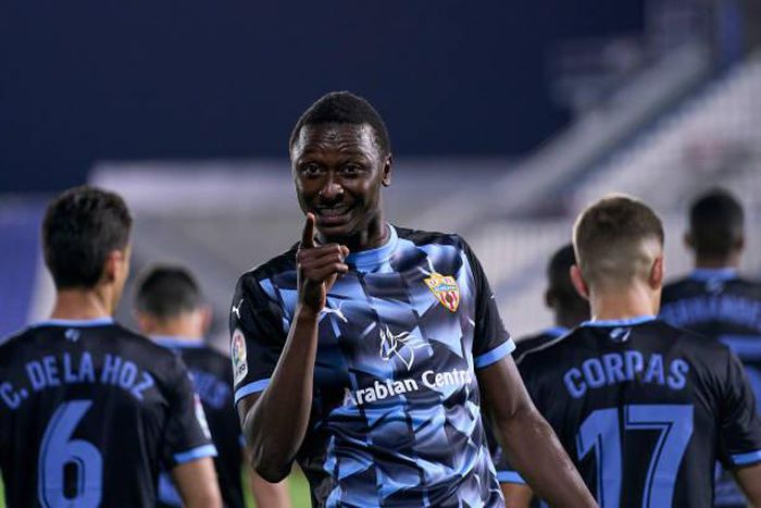 Super Eagles striker Sadiq Umar scored his 15th goal of the season for Almeria against Malaga. [Twitter/@UDAlmeriaEng]