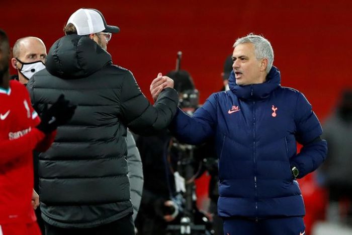 'Sad': Jose Mourinho (right)claimed he is treated differently to Liverpool manager Jurgen Klopp (left)