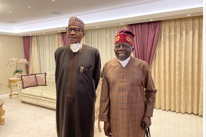 President Muhammadu Buhari visits Bola Ahmed Tinubu in London (Presidency)