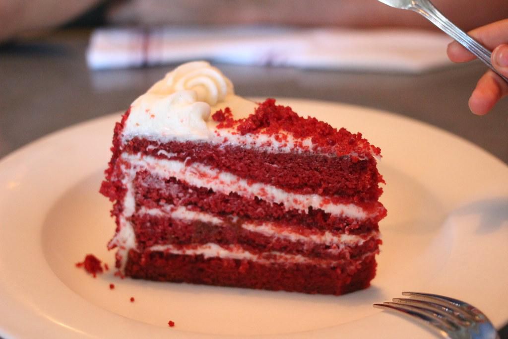 File image of a slice of Red Velvet Cake