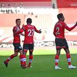Southampton celebrate after taking the lead against Arsenal in their FA Cup fourth-round tie