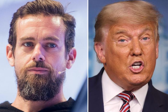 Twitter CEO Jack Dorsey, left, and President Donald Trump.