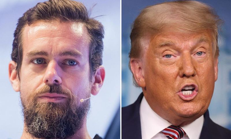 Twitter CEO Jack Dorsey, left, and President Donald Trump.