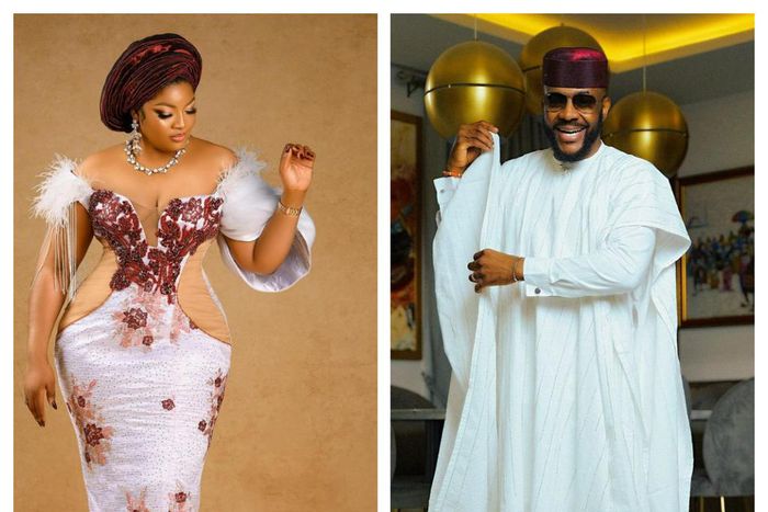 Ebuka and Omotola looking exquisite in aso-ebi {instagram}