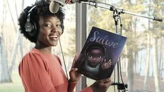 Lupita Nyong'O recording the audiobook for 'Sulwe' [Popsugar]