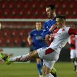 Stalemate: Slavia Prague defender Tomas Holes and Leicester's James Maddison vie for the ball