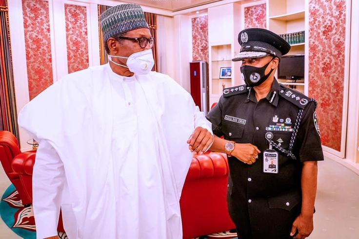 President Muhammadu Buhari with the Inspector-General of Police, Usman Baba Alkali [Presidency]