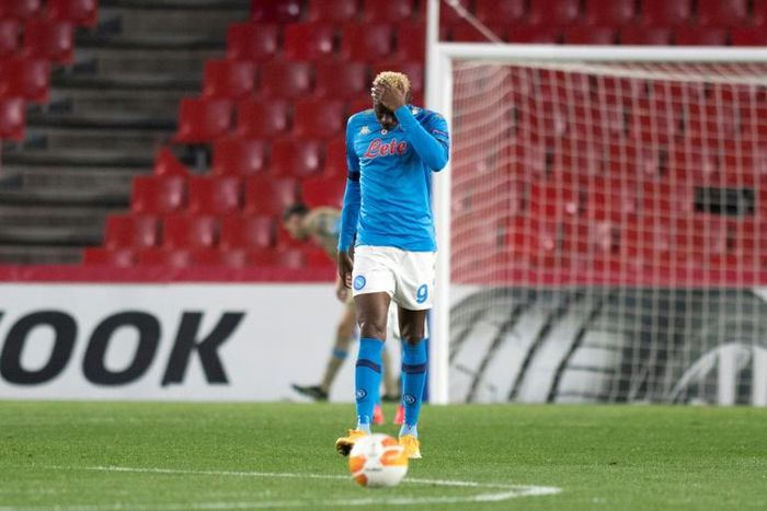 Napoli's Nigerian forward Victor Osimhen was stretchered off against Atalanta after hitting his head.
