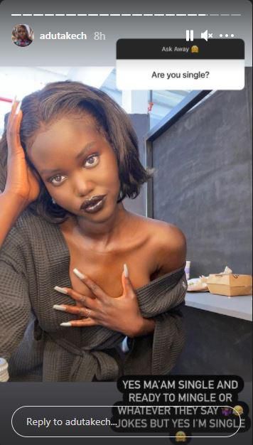 Akech says she's single and ready to mingle. [Instagram/AdutAkech]