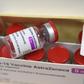 A box containing vials of the AstraZeneca COVID-19 vaccine on the start of a vaccination campaign for health workers in  France on February 6.