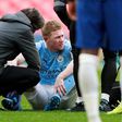 De Bruyne down: Kevin De Bruyne (centre)had to be replaced with an ankle injury during Manchester City's FA Cup semi-final against Chelsea