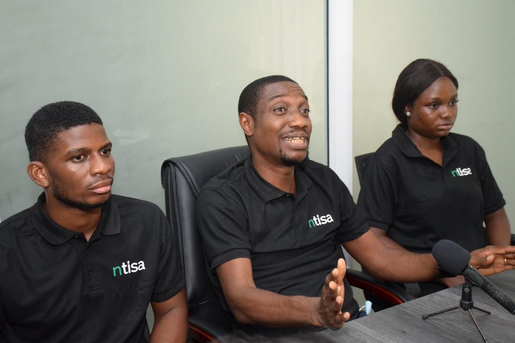 L-R: Precious Amadi, Product Specialist, Ifeanyi Amah, Founder and Queen Nwadike, Customer Support all of Ntisa Limited at the launch of Ntisa, a retail management solution today at the Ntisa Limited Corporate Head Office Lekki.