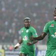 Congolese Ben Malango (R) scored for Raja Casablanca of Morocco in a 3-0 CAF Confederation Cup victory over Pyramids of Egypt in Cairo