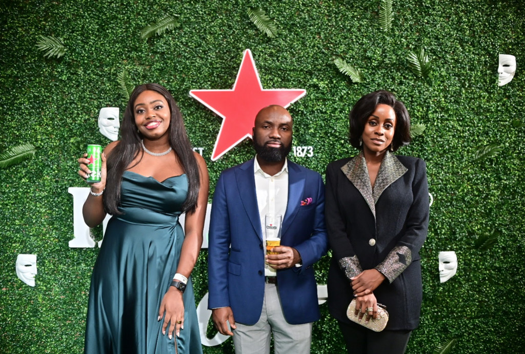 Caption: L-R: Aboyowa Ikpobe, Brand Manager, Heineken; Sampson Oloche, Portfolio Manager Premium Lager & Sessionable, Nigerian Breweries Plc; Chinwe Gregegu, Senior Brand Manager, Heineken; At The Movie Screening of James Bond’s No Time To Die In Lagos...