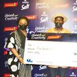 Photo Credit: L-R: Chief Financial Officer, NASCON Allied Industries PLC, Mrs. Aderemi Saka, Overall Winner, Dangote Salt Art Challenge 2, Timothy Undiandeye  Head of Marketing, NASCON Allied Industries PLC, Olusegun Ajala; at the Dangote Salt Art Chal...