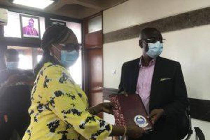 Immediate past acting VC, Unilag, Prof. Folashade Ogunsola (L)handing over administrative documents to the reinstated VC, Prof. Oluwatoyin Ogundipe, on Thursday Nov 12, 2020,
