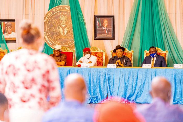 South South Governors address stakeholders after cancelled Port Harcourt meeting (Delta State press corps)
