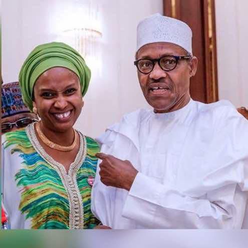 President Muhammadu Buhari and Hadiza Bala Usman. [Cable]
