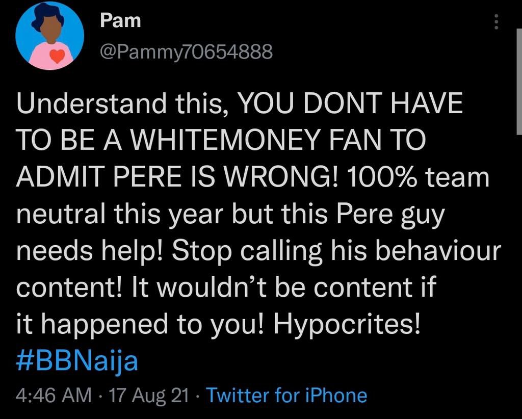 Whitemoney versus Pere Twitter reaction [Twitter]