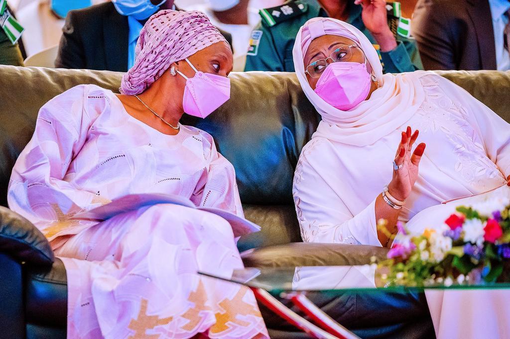 First Lady, Aisha Buhari and wife of the Vice President, Dolapo Osinbajo. [Presidency]