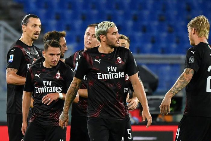 Ibrahimovic (L) and Bennacer (2ndL) moved to the top of Serie A