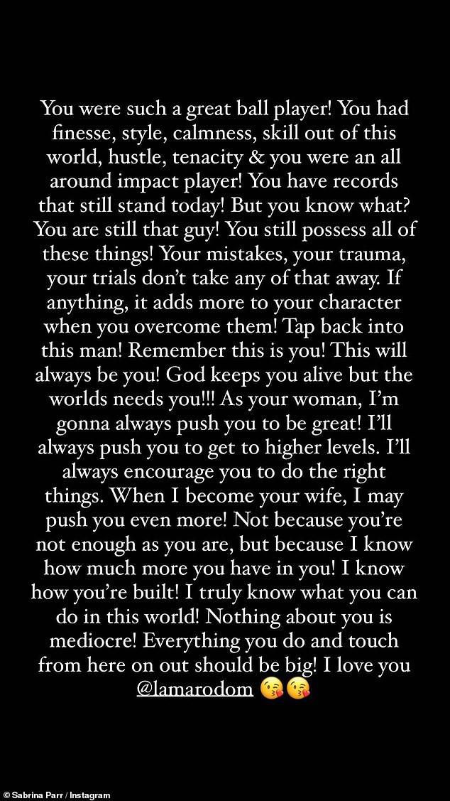 Sabrina Parr says she hopes to make Lamar Odom a better man when they tie the knot. [Instagram/GetUpToParr]