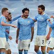 Ilkay Gundogan (centre)struck Man City's second  goal in a comfortable win over Crystal Palace