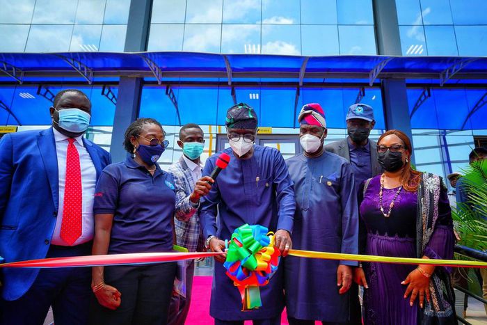 L-R: Managing Director/CEO, Planet Project Limited, Mr Abiodun Otunola; Managing Director, Lagos Metropolitan Area Transport Authority (LAMATA), Mrs Abimbola Akinajo; Lagos State Governor, Mr Babajide Sanwo-Olu; his deputy, Dr Obafemi Hamzat; Commissio...