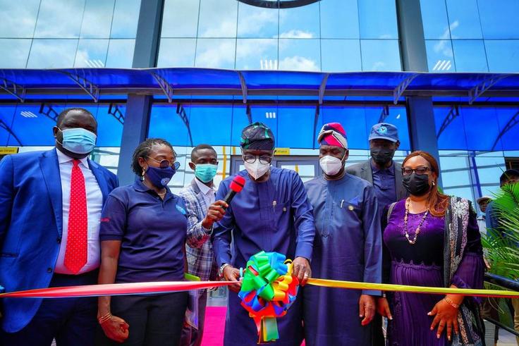 L-R: Managing Director/CEO, Planet Project Limited, Mr Abiodun Otunola; Managing Director, Lagos Metropolitan Area Transport Authority (LAMATA), Mrs Abimbola Akinajo; Lagos State Governor, Mr Babajide Sanwo-Olu; his deputy, Dr Obafemi Hamzat; Commissio...