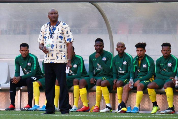 Molefi Ntseki (standing) was chosen as South Africa coach despite never handling a senior team