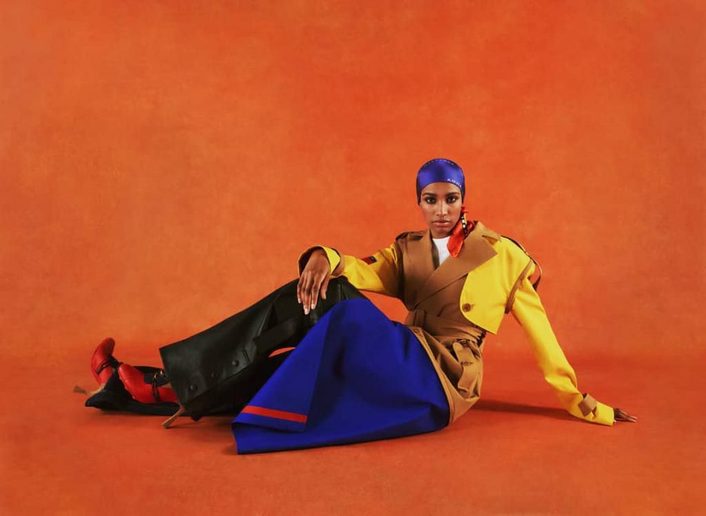 The classic bonded trench coat remixed with sailing color blocking