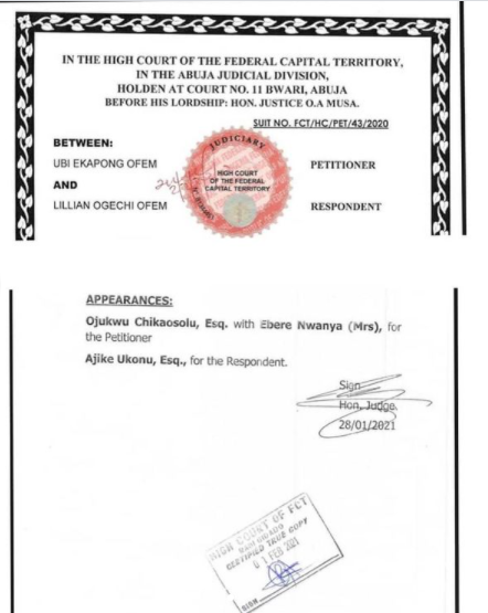 Lilian Esoro and Ubi Fanklin's alleged marriage dissolution document [LIB]