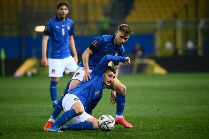 Marco Verratti (bottom) missed Italy's Euro 2020 opener with a knee injury