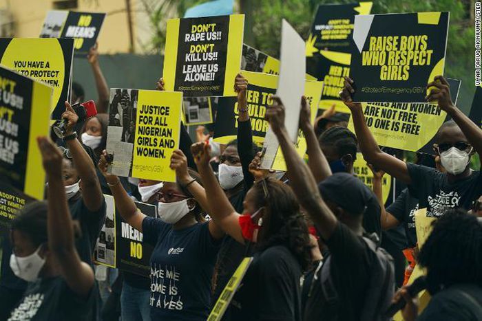 Activists protesting against rape and gender-based violence in Lagos, Nigeria [CNN]