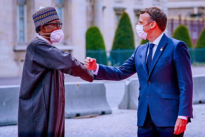 President Muhammadu Buhari (left) with French President Emmanuel Macron (right) [Presidency]