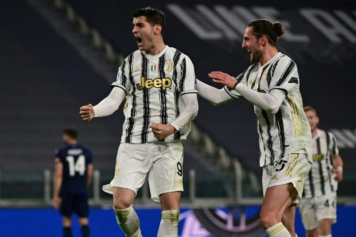 Alvaro Morata (L) scored twice and set up Adrien Rabiot (R) for another one against Lazio in Turin.