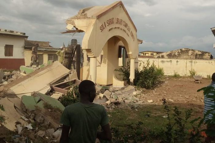 The Olusola Saraki Library Complex is brought down (Gbemisola Saraki)