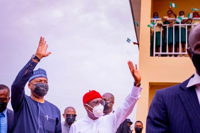 Bukola Saraki joins Delta Gov Okowa to commission projects in Asaba on Friday, March 19, 2021 (Delta Press corps)
